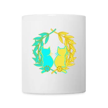 Couronne de laurier chats chat ukraine bien-être animal - Mug blanc - blanc - Devant
