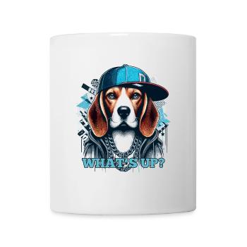 Beagle Gangsta Was geht ab? Hund Geschenk - Tasse - Weiß - Vorne