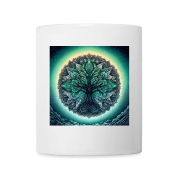 Mandala arbre en vert d’eau - Mug blanc - blanc - Devant
