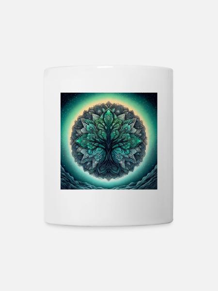 Mandala arbre en vert d’eau - Mug blanc - blanc