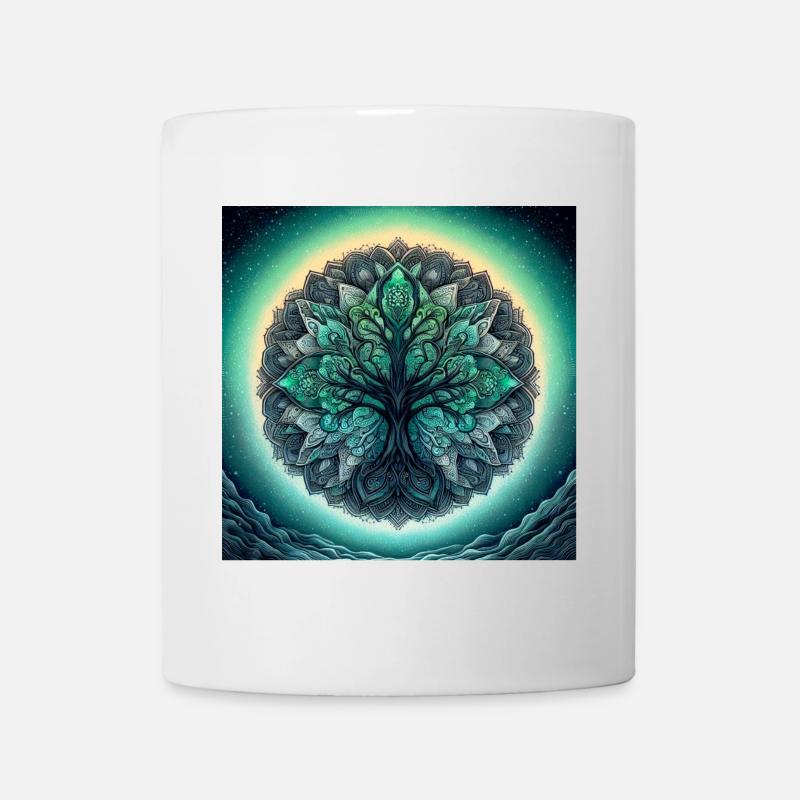 Mandala arbre en vert d’eau - Mug blanc - blanc