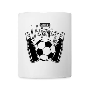 Unser erster Vatertag (Fußball Papa Sohn Baby) - Tasse - Weiß - Vorne