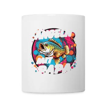 Angeln mit Papa. Buntes Angelmotiv - Tasse - Weiß - Vorne