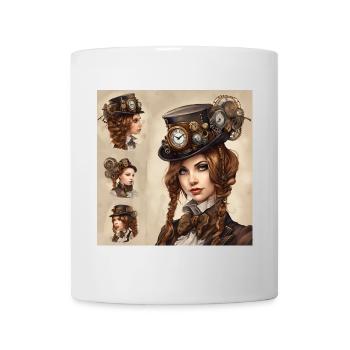 Beautiful girl in steampunk style - Mug - white - Front