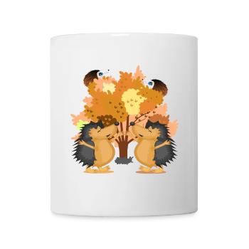 HERBST BAUM IGEL TIERILLUSTRATIONEN - Tasse - Weiß - Vorne