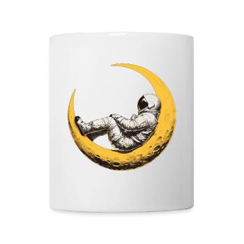 Un astronaute sur un croissant de Lune - Mug blanc - blanc - Devant