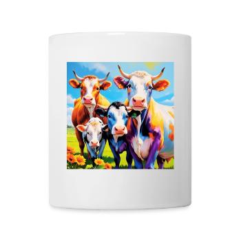 Vivid Colourful Cow Herd Design - Mug - white - Front