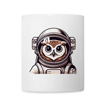 Eine Astronauten-Eule im Cartoon-Stil - Tasse - Weiß - Vorne