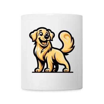 Ein Golden Retriever im Cartoon-Stil - Tasse - Weiß - Vorne