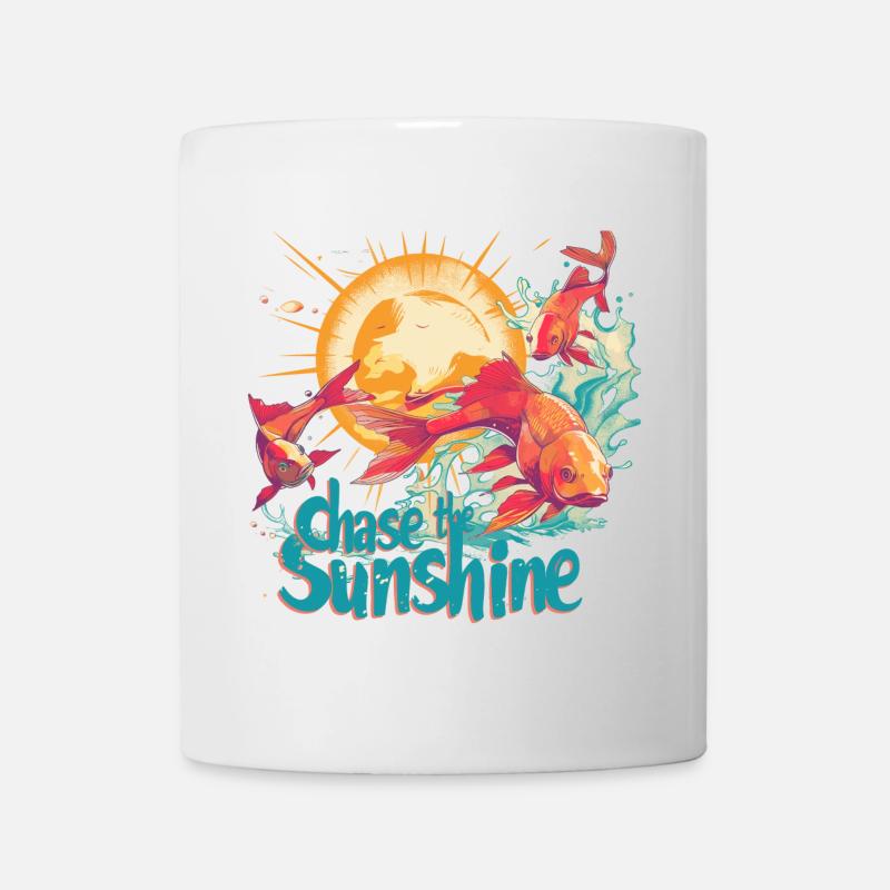 Chasing the sun, Pisces, sun in retro style - Mug - white