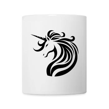 Schwarzes Einhorn Tribal Tattoo Design - Tasse - Weiß - Vorne