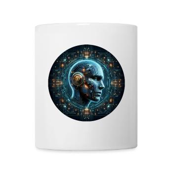 Künstliche Intelligenz Cyber Kopf Tech - Tasse - Weiß - Vorne