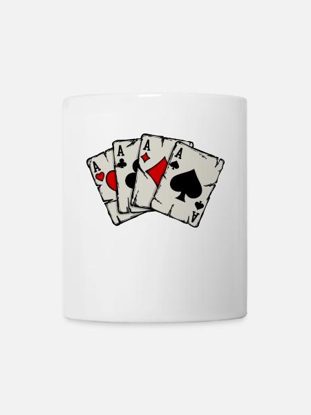 Zocken Casino Poker Kartenspiel Glücksspiel Pokern - Tasse - Weiß