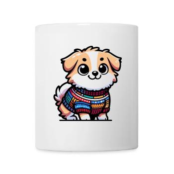 Snug Pup: Der Pullover tragende Hund - Tasse - Weiß - Vorne