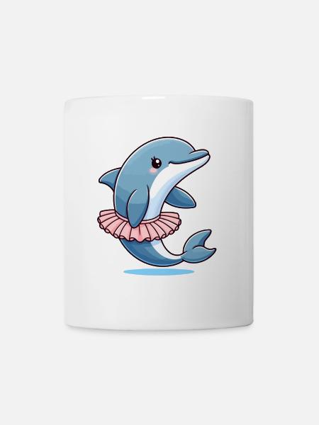 Balletic Dolphin: Graceful Waves - Mug - white