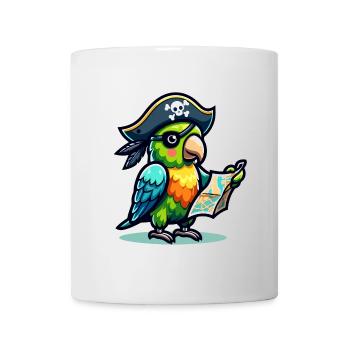 Piratenpapagei: Geflügelter Freibeuter der Karte - Tasse - Weiß - Vorne