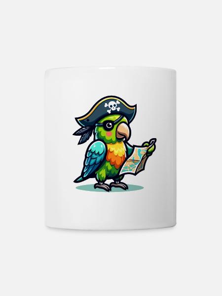 Perroquet pirate : Boucanier ailé de la carte - Mug blanc - blanc