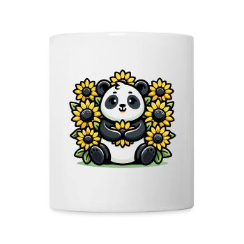 Panda en fleurs : le compagnon tournesol - Mug blanc - blanc - Devant
