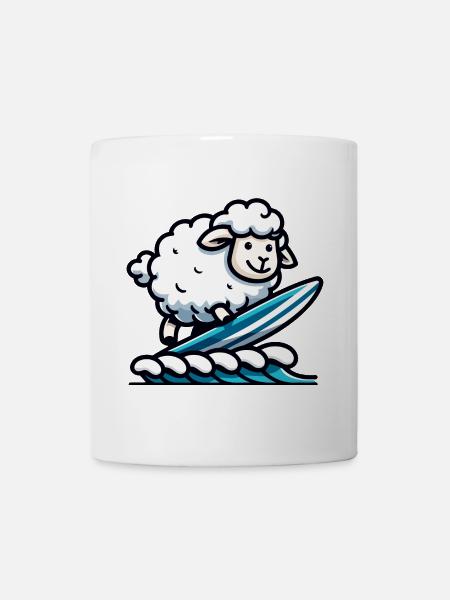 Mouton surfeur : Rider de vagues laineuses - Mug blanc - blanc