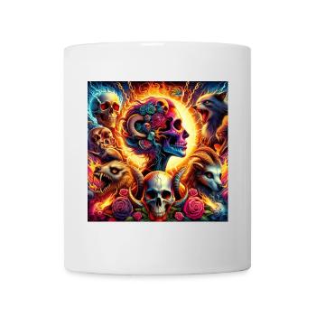 Crânes de fleurs vibrantes et chlorols - Mug blanc - blanc - Devant