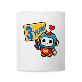 Three Years Little Robot Children's Birthday Party - Mug - white - Front