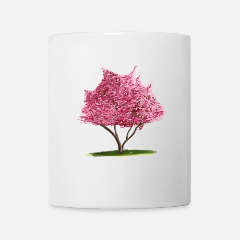 Kirsch-Sakura Rosa Blumenbaum - Tasse - Weiß