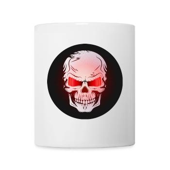 Schädel,Skull,Totenkopf mit rot leuchtenden Augen - Tasse - Weiß - Vorne