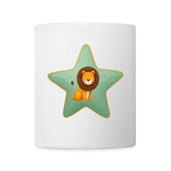 Mignon bébé lion sur étoile jungle enfant - Mug blanc - blanc - Devant