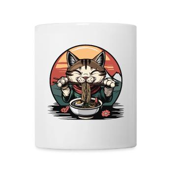 Funny Cat Ramen Noodles Japan Cat Vintage - Mug - white - Front