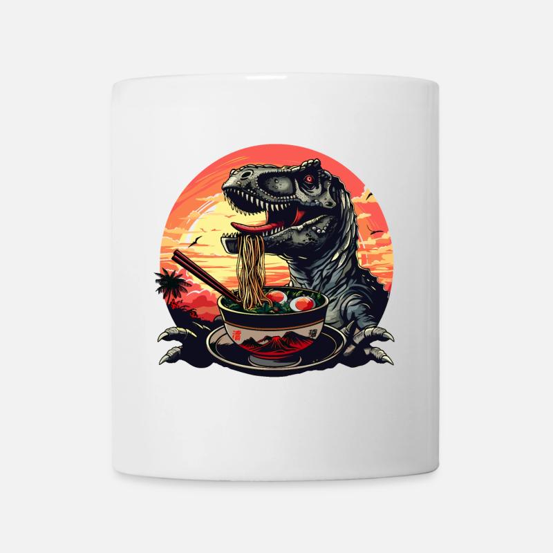 Funny Dinosaur Ramen Noodles Japan Dino Vintage - Mug - white