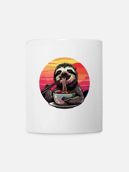 Lustig Faultier Ramen Nudeln Faultiere Japan Retro - Tasse - Weiß