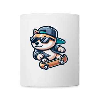 Corgi Boarder : l’acolyte du patineur - Mug blanc - blanc - Devant