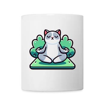 Meowmaste : le chat de yoga zen - Mug blanc - blanc - Devant