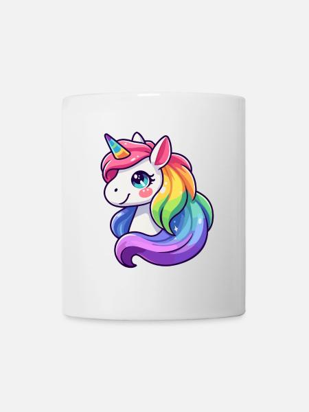 Radiant Rainbow Unicorn: Die mythische Stute - Tasse - Weiß