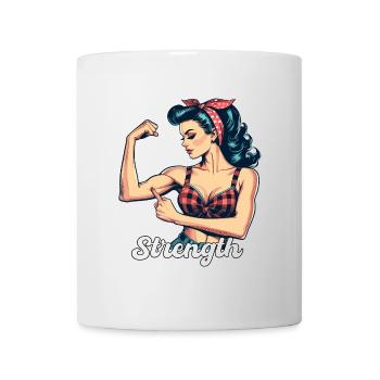Strength Strong Woman Rockabilly Biceps Gift - Mug - white - Front