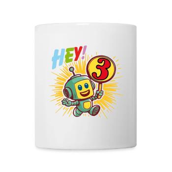 Petit robot de trois ans Bonjour j’ai 3 ans - Mug blanc - blanc - Devant