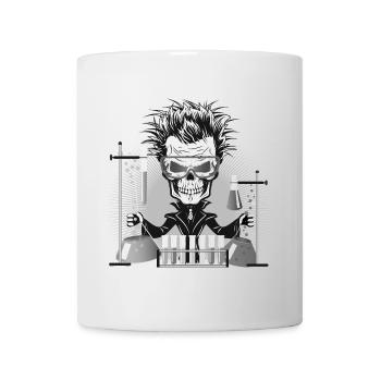 Skull as a gloomy scientist in the laboratory - Mug - white - Front