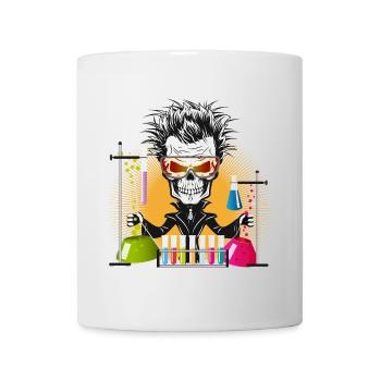 Skull as a gloomy scientist in the laboratory - Mug - white - Front