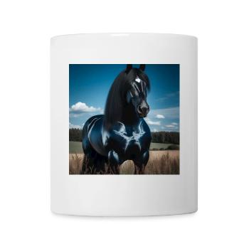 Puissant cheval noir - Mug blanc - blanc - Devant
