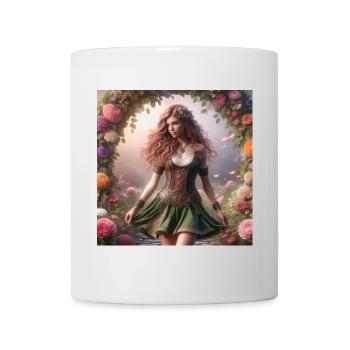 Celtic woman in an arch of flowers - Mug - white - Front