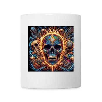 Totenkopf mit gekreuzten Gitarren - Tasse - Weiß - Vorne