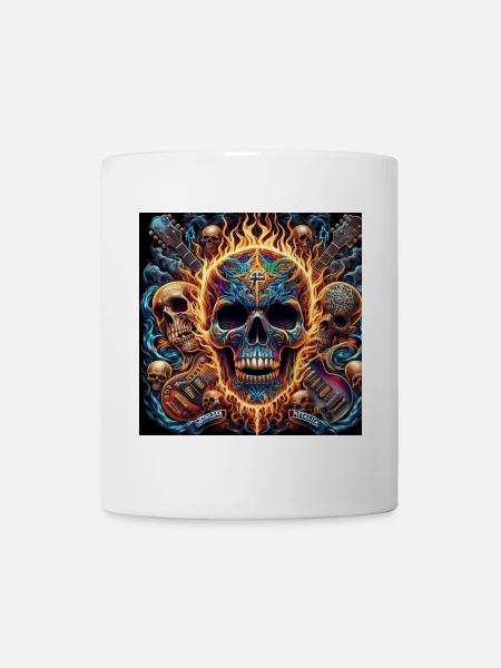Totenkopf mit gekreuzten Gitarren - Tasse - Weiß
