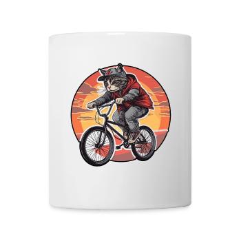 Katze Fahrrad Katzen Fahrradfahrer Kater Tier Bike - Tasse - Weiß - Vorne