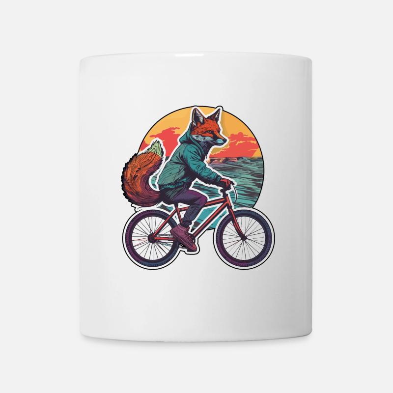Renard Vélo Vélo Vélo Animal Renards - Mug blanc - blanc