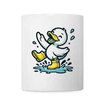 Splashy Quacker: Die Pfützenhüpfende Ente - Tasse - Weiß - Vorne