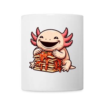 Axolotl genießt Lasagne Comic - Tasse - Weiß - Vorne