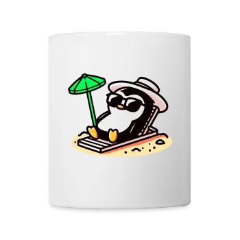Sunbathing Penguin: Beach Day Chill - Mug - white - Front