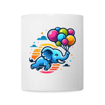 Éléphant volant avec des ballons colorés - Mug blanc - blanc - Devant