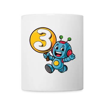 Finally 3 Years Three Third Birthday Robot - Mug - white - Front