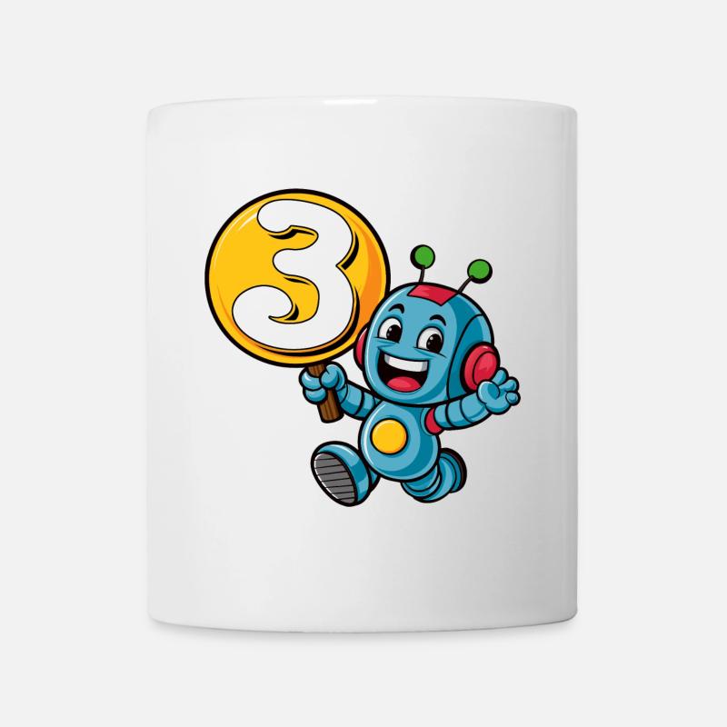 Enfin 3 ans trois troisième anniversaire Robot - Mug blanc - blanc
